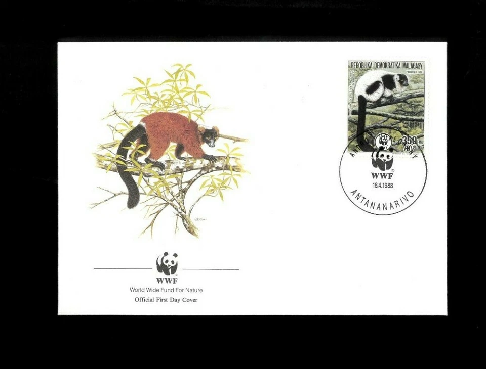 Malagasy Rep.(Madagascar)  #'s 836-39 FDC's WWF 4-18-88. Net 10.00 - Image 4 of 4