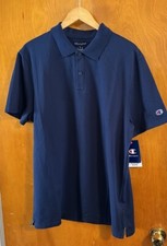 Champion Polo Shirt Mens Large Navy Wicking