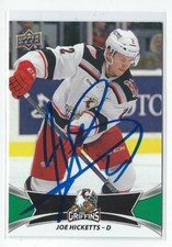 Joe Hickets Signed 2016/17 Upper Deck AHL Rookie Card #106 Green Parallel