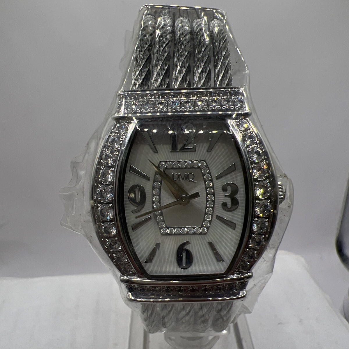 DMQ Silver Watch with Crystal Accents Vintage DMQ Gold Tone Silver Tone and Clear | Mercari main image 4
