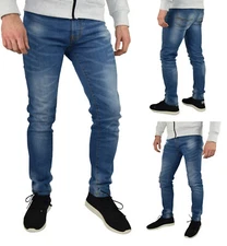 Mens Slim Fit Stretch Jeans Comfy Fashionable Super Flex Denim Pants