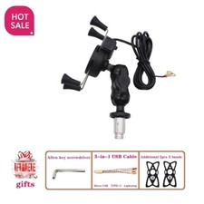 Soporte de teléfono para motocicletas con cargador para yugo de triple vástago de árbol horquilla delantera central