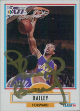 Thurl Bailey Utah Jazz Signed 1990 Fleer Card #182 JSA Authenticated
