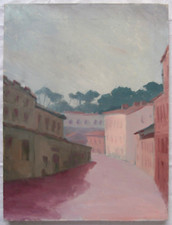 Dipinto Paesaggio Scorcio di paese Quadro Olio su tela 45x35 cm