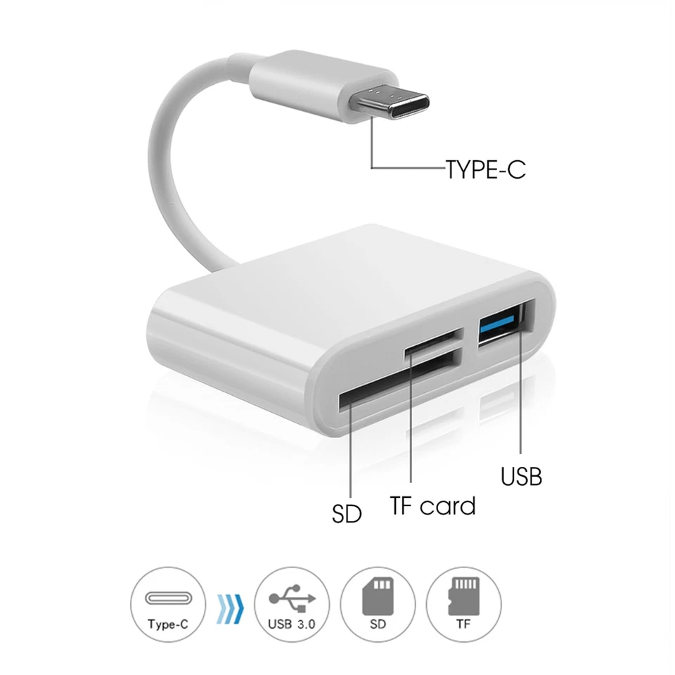 3in1 USB Stick, SD, Micro SD TF Card Reader Type C OTG Adapter For All Devices - Image 3 of 4