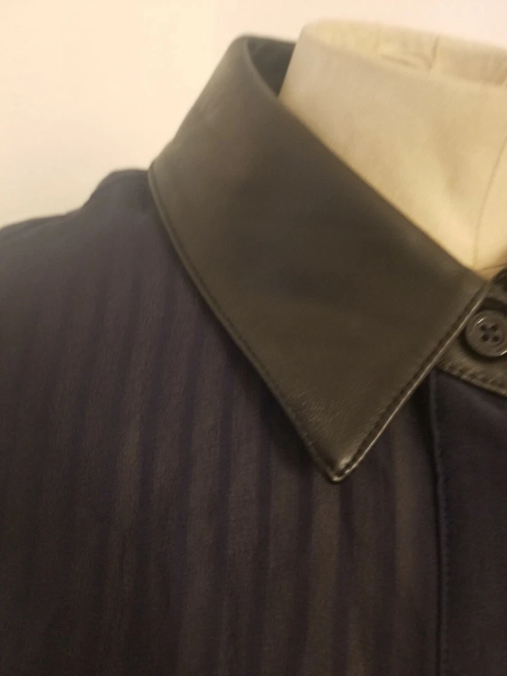 Camisa para mujer MONIKA CHIANG talla pequeña 100 % seda cuello de cuero con botones Foto 4 de 4