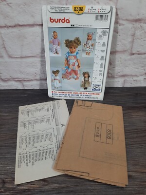 Burda 8306 Doll Clothes Sewing Pattern Uncut 2 Sizes M/L Sleeper Bib Blanket