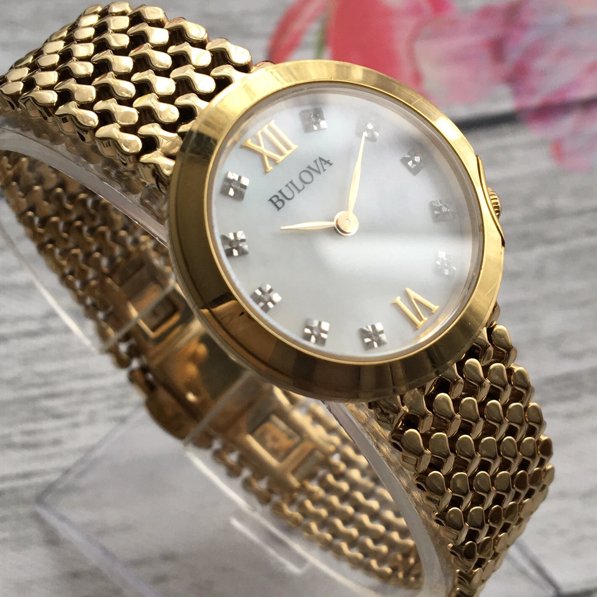 Bulova gold and store diamond watch