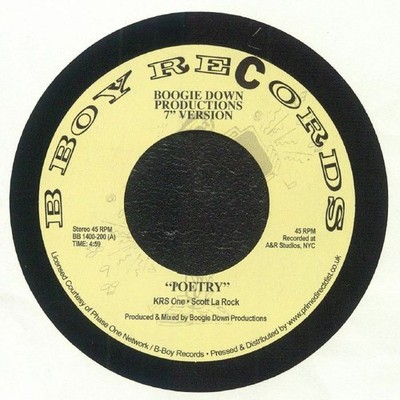Boogie Down Productions Poetry / 9MM Goes Bang Limited 500 7  Vinyl KRS 1