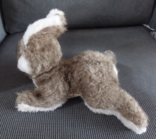 B12G / doudou peluche lapin couché marron blanc BOULGOM vintage