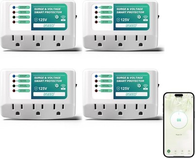 BSEED WiFi Smart Plug 3 Outlet Surge Protector 4 Pack