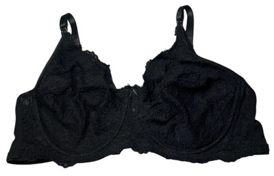 Lamaze Bra Women 44DD Black Underwire Nursing No Padding Lace Cups LM 105 Bow