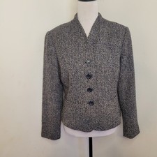 Coldwater Creek Women s Tweed Blazer 10P Petite Blue Brown Career Jacket