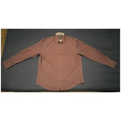 Society of Threads Men's Slim Fit Stretch Wrinkle Resistant Polka Dot Shirt L