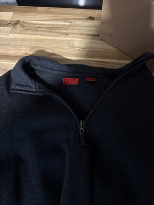 IZOD Men's Navy Blue Quarter-Zip Pullover Sweatshirt Large