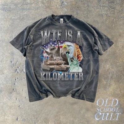 Vintage Funny America Meme T Shirt, WTF Is A Kilometer Retro 90s Gift Tee