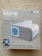 iHome iBT22 Bluetooth Dual Alarm Clock Speaker White