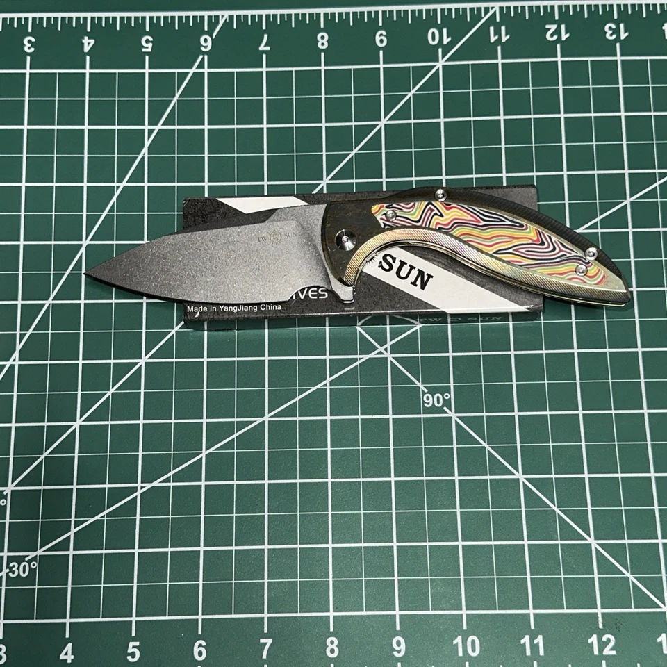 Cuchillo Plegable TwoSun Color TS465-14C28N-StoneWash Tc4 Titanio/G10 Mango Nuevo en Caja Foto 2 de 4