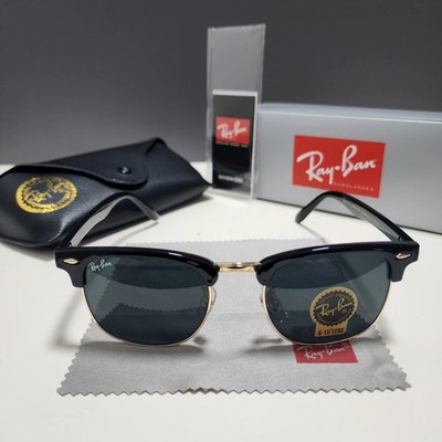 Ray Ban RB3016 Clubmaster Brown Tortoise Green Glass Lens 51mm Unisex Sunglasses