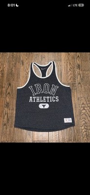 Under Armour Mens Project Rock Iron Athletics Grey Tank Top Loose Muscle XL