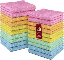 DecorRack 20 Pack 100 Cotton Wash Cloth, Luxurious Soft, 12 x 12 inch Ultra Abs