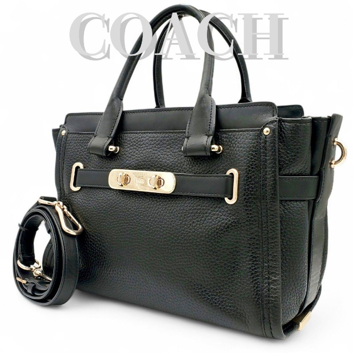 COACH Swagger Black 2way Shoulder Bag Crossbody Handbag