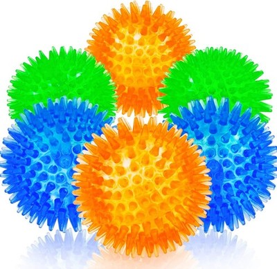 Squeaky Balls for Pet Small Puppy, TPR Fetch Spike Balls for Dogs, Rubber 6 Pack