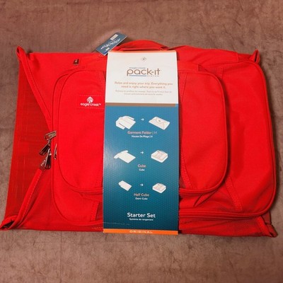 EAGLE CREEK PACK-IT STARTER SET WITH GARMENT FOLDER, 1 CUBE & 1/2 CUBE IN TAN
