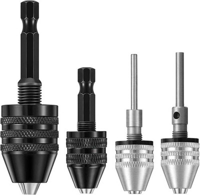 Keyless Drill Chuck Kits, 4Pcs Small Drill Chuck Change Adapter W/ 1/4, 1/8, 1/1