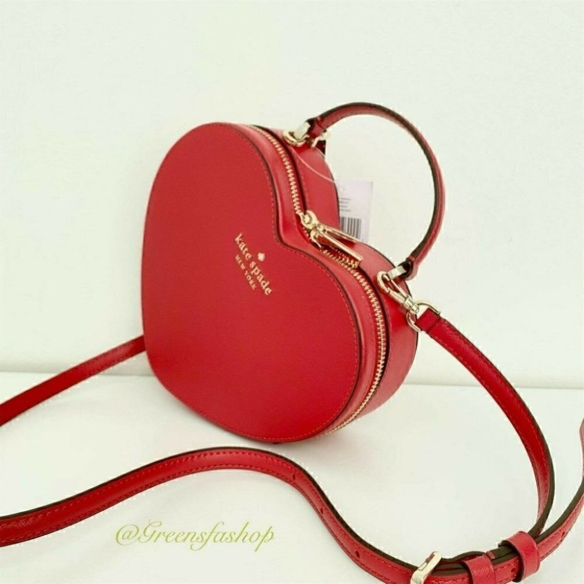 Kate Spade Love Shack Heart Crossbody Purse Leather Candied Cherry