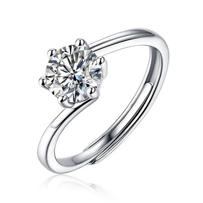 1 kt VVS1 D ausgezeichnetes Weißgold Laborgefertigt verstellbarer Ring Diamant Test bestanden