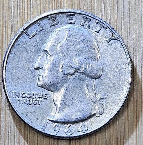 1964 D 25C Washington 90% Silver Quarter AU