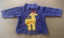 1990s Vintage Toddler Velour Shirt Embroidered Giraffe Googly Eyes Size 18M