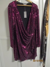 PRINCIPLE SIZE 22 CHEST SIZE 48INS GORGEOUS BLACK-CERISE-PINK SPARKLEY DRESS NEW