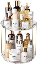 Rotating Makeup Organizer for Vanity 2 Tier Bathroom Counter Organizer with
