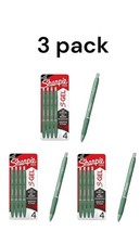 Sharpie S-Gel Gel Pens, Green Barrel, Black Ink, Medium Point 0.7mm , 12Count