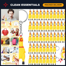 24 Pcs Mini Rubber Chicken Keychains - Fun 2.4" Yellow Novelty Gifts