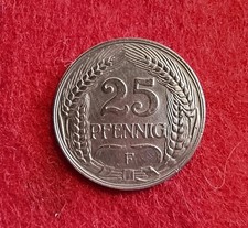 25 Pfennig , F, von 1910 in top Zustand. Rar