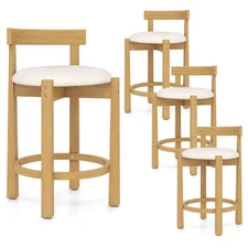 24” Counter Height Bar Stools Set of 4 w/Backrests and Footrests for Dining Room