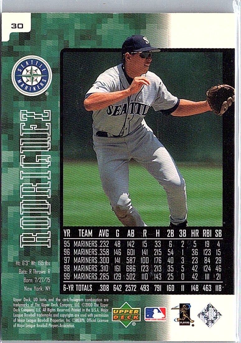 2000 UD Ionix #30 Alex Rodriguez Seattle Mariners Excellent | eBay