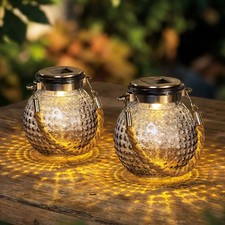 Lampe Solaire Jardin Luminaire Lanternes Verre Extérieur 10,5 Cm 2x