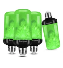 Flickering Flame Green LED Light Bulbs with Upside Down Effect 4 Pack