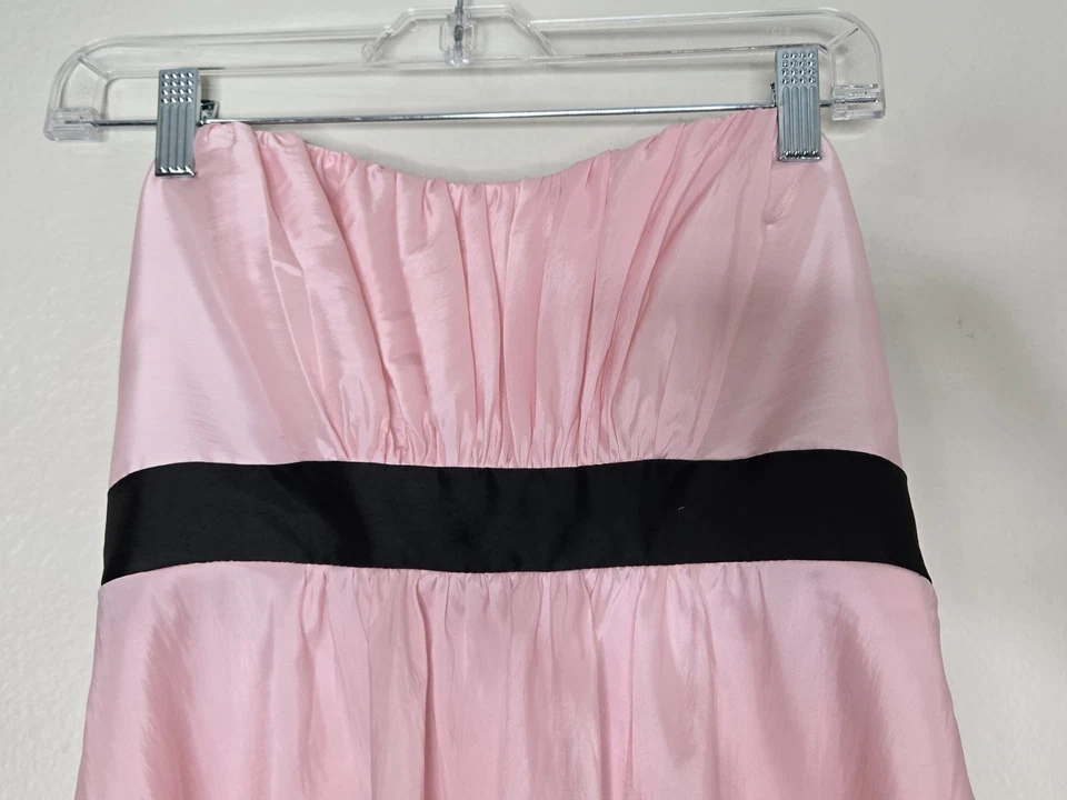  Vestido de noche B2 para mujer talla 8 rosa sin tirantes cintura imperio con cinta negra Foto 3 de 4