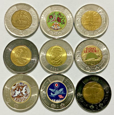 CANADA 2 Dollar Coins - Uncirculated - Colourised Charles III, Elizabeth II