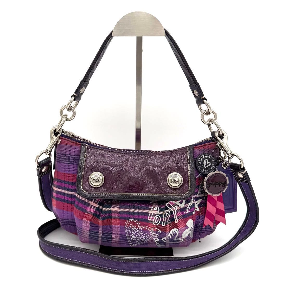 COACH Poppy ハンドバッグ チェック柄 パープル Coach Poppy Purple Bags & Handbags for Women for sale | eBay