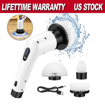 3 Heads Electric Spin Scrubber Cordless Bathtub Power Scrubber Cleaning Brush