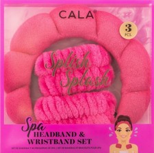 SPA HEADBAND  WRISTBAND SET HOT PINK 