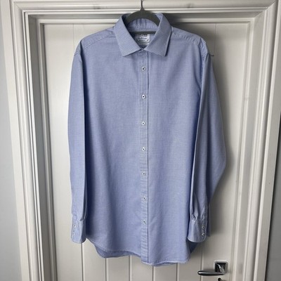 TM Lewin Hemd Herren Neck 17 Blau Knopfleiste Regular Fit Baumwolle Formell Business