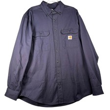 Carhartt FR Mens Large Flame Resistant Work Shirt CAT 2 TW0160-FRM DNY Navy Blue