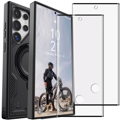 For Samsung Galaxy S22 ULTRA 5G Hybrid Stand Ring Case Cover / Screen Protector